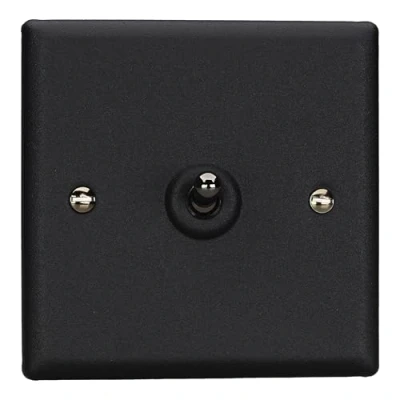 Image of Varilight Urban Matt Black 1 Gang 2 Way 10 Amp Toggle Switch, 91x91x36mm