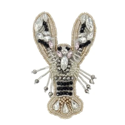 Image of EMDOMO Handmade Beaded Lobster Applique Sew on Rhinestones Patches Clothes Shoes Brooches Decoration Badges DIY Craft Sewing 1 piece