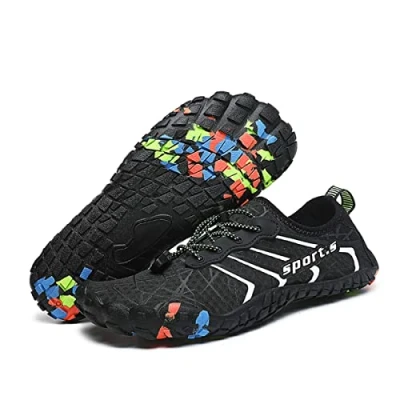 Image of AUXDIQ Water Shoes Outdoor Quick Dry Unisex Sports Aqua for Beach Diving Snorkeling Surfing Mens Womens, Black, Size 12