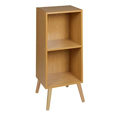 Image of URBNLIVING Wooden Storage Cube Bookcase Scandinavian Style Legs Unit (Beech Bookcase, Pine Legs)