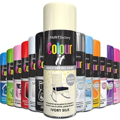 Image of AlezyB Ivory Silk 400ml All Purpose Spray Paint Use on Metal, Wood, Plastic and Multipurpose Aerosol Professional Quality Perfect Finish, for Interior Exterior Excellent Coverage