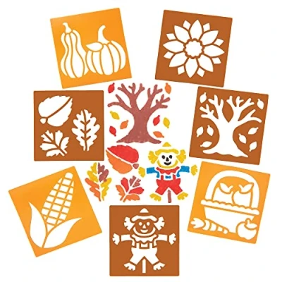 Image of Baker Ross FE664 Harvest Festival Stencils Pack of 8, Washable for Kids to Decorate Cards, Pictures, Painting and Printing Projects