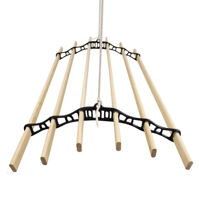 Image of Clothes Airer Ceiling Pulley Maid Traditional Mounted Clothing Dryer 6 Lath Laundry Drying Rack Rail 1.2m Black