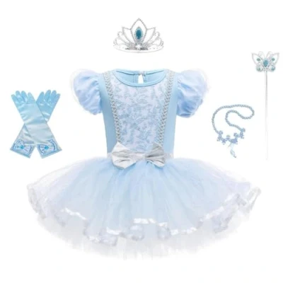 Image of Lito Angels Princess Cinderella Ballerina Costume Fancy Ballet Tutu Dress Dance Wear Outfit with Accessories for Kids Girls Age 5 6 Years, Blue (Tag Number 120)