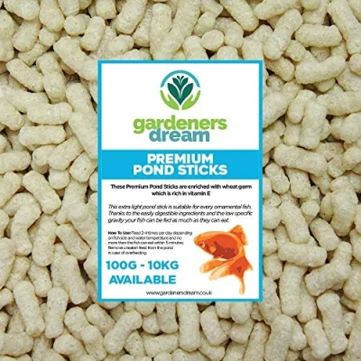 Image of GardenersDream Pond Fish Sticks 4mm Premium Grade Healthy &amp; Nutritious Food Mix Naturally Balanced Feed for Ornamental Cold Water Aquarium Great Source of Minerals Vitamins (250g)