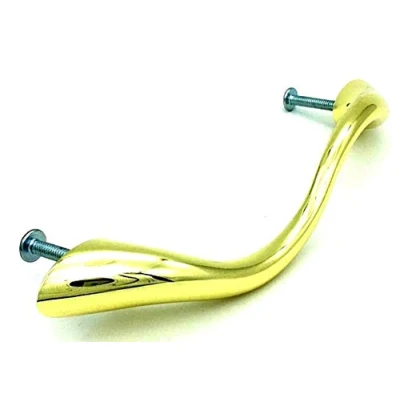 Image of 1 x Wavy 128mm Handle in a Polished Brass Effect Cupboard Pull by Swish.