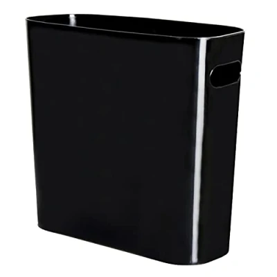 Image of Youngever 5.5L Slim Trash Can, Re usable Plastic Garbage Container Bin, Small Bin with Handles for Home Office, Living Room, Study Kitchen, Bathroom (Black)
