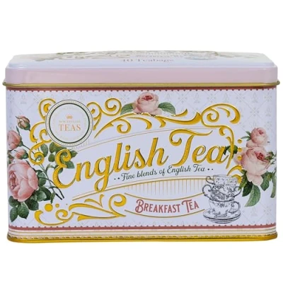 Image of New English Teas Rose Tea Tin with 40 Breakfast Teabags