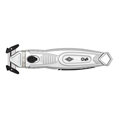 Image of WEDO 78865 Safety Knife Made of Aluminium, Concealed Blade for Protection, with Plastic Scorer, All Common Cutting Materials, Ergonomic, Also Left Handed Users, TÜV/GS Certified