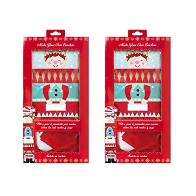 Image of YoL Set of 2 make your own elf christmas cracker kits hats snaps jokes children 12 crackers xmas fun festive party games kids play