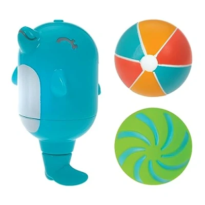 Image of Nuby Dolphin Soaker &amp; Squirters Baby Bath Toy Imaginative Play Early Development Easy to Hold