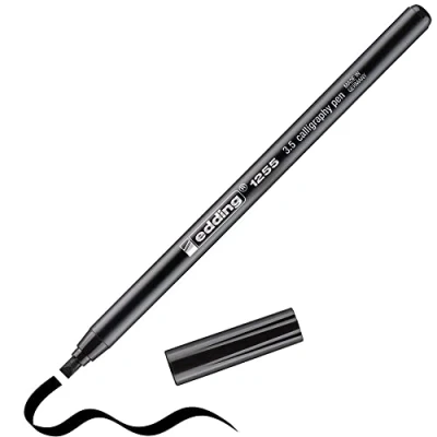 Image of edding 1255 calligraphy pen black box of 10 nib 3.5 mm fibre for paper, wood, terracotta, canvas hand lettering, bullet journals, thank you cards, books