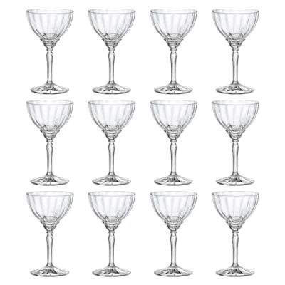 Image of 12x Clear 240ml Florian Champagne Cocktail Saucers Vintage Glass Espresso Martini Prosecco Wine Gin Coupe Glasses Gift Set by Bormioli Rocco