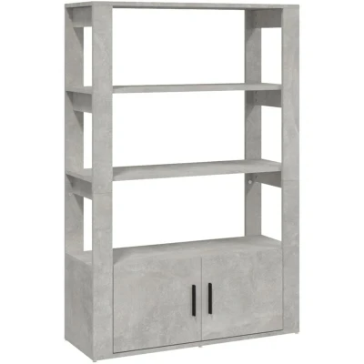 Image of vidaXL Engineered Wood Sideboard in Concrete Grey Modern, Spacious Storage Solution with Shelves and Doors, Ideal for Living Room or Bedroom