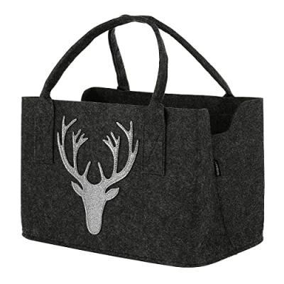 Image of Nordstern Felt Bag &#039;Deer&#039; in Dark Grey (L x W H) 40 25 45 cm, darkgray, cm