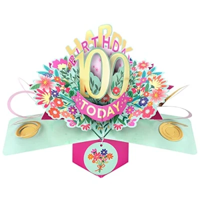 Image of Happy 100th Birthday 100 Today Pop Up Greeting Card Love Kate&#039;s Cards Her POP215MC100