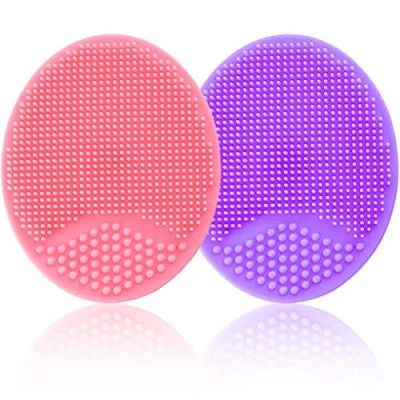 Image of Baby Bath Brush, Cradle Cap Silicone Massage Scrubbers Exfoliator Skin Essential for Dry Skin, and Eczema 2 Pack (Large Pink&amp;Purple)