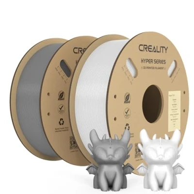 Image of Creality Official Hyper PLA Filament White + Grey 2KG, 3D Printer for High Speed Printing, Durable and Resistant, Smooth, Overhang Performance Dimensional Accuracy +/ 0.03mm, 2 Rolls
