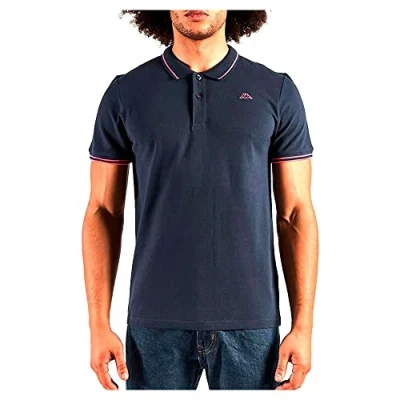 Image of Kappa Men&#039;s Ezio Korporate Man T Shirt, Blue/Pink, S