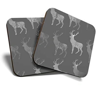 Image of 2 x Square Coasters Majestic Stag Deer Cork Backed Home Kitchen Accessory Tea Coffee Mug Mat #35656