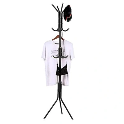 Image of lyrlody Coat Rack Stand,3 Tier Free Standing Metal 12 Hooks Clothes Hangers Hat Garment Tree Stand Jacket Bag Hanger Organizer for Home Office Bedroom Hallway(Black)