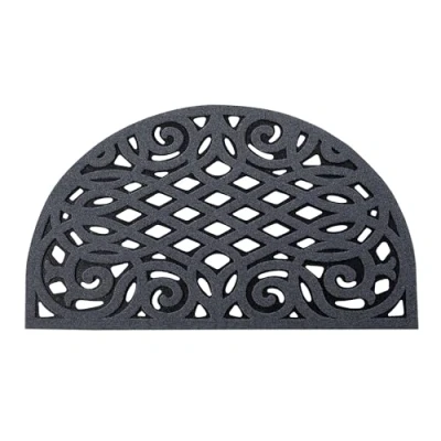 Image of Nicoman Eco Friendly Door Mat Non Slip Heavy Duty Rubber Doormat Barrier Scrape Outdoor Entrance Garden Garage Anti Fatigue Drainage (Grey, Half Moon, 75 x 44cm)