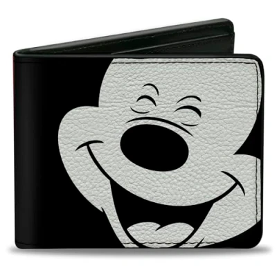 Image of Buckle Down Men&#039;s Bifold Wallet Mickey Mouse, Multicolor, 4.0&quot; x 3.5&quot;