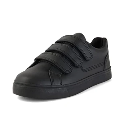Image of Kickers Boy&#039;s Unisex Kids Tovni Triple Strap School Shoes Leather, Vegan Black, 5 UK Child