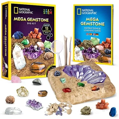 Image of NATIONAL GEOGRAPHIC Dig Kit Up Real Gems and Birthstones, STEM Science &amp; Educational Toys make Great Kids Activities