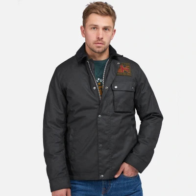 Image of Barbour International Workers Wax Mens Jacket Black Size Medium