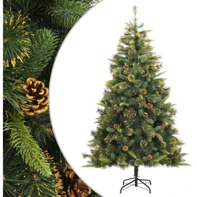 Image of vidaXL Artificial Hinged Christmas Tree with Cones 240 cm