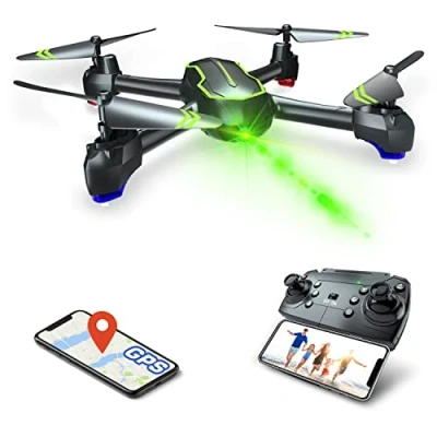 Image of Loolinn GPS Drone Automatic Return, Follow Me Function, Full HD 1080p Camera, 32 minutes Flight Time, Two Batteries with Camera for Adults and Beginners (Santa Gift)