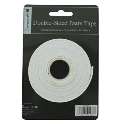 Image of DOT&amp;DAB DCBS03 Dovecraft Glues &amp; Adhesives Foam Crafting Tape (12mm), Paper, White, 17 x 10 2 cm (Package may vary)