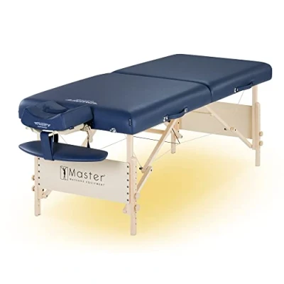 Image of Master Massage 71cm Coronado Wooden Lightweight Portable Couch Foldable Table Spa Beauty Physiotherapy Bed W/Ambient Light System, Royal Blue