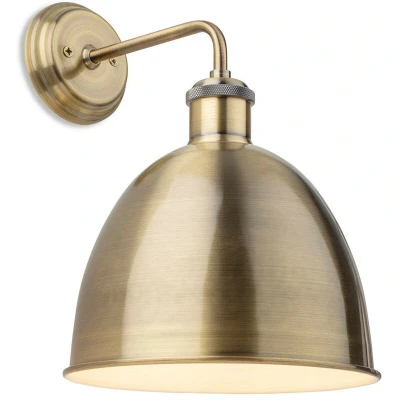 Image of Genoa Industrial Dome Wall Light Antique Brass