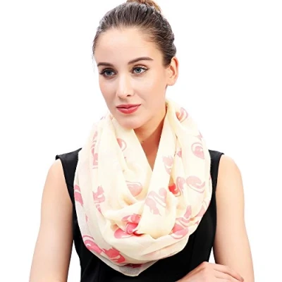 Image of Lina &amp; Lily Squirrel Print Lightweight Snood Scarf (Cream/Pink)