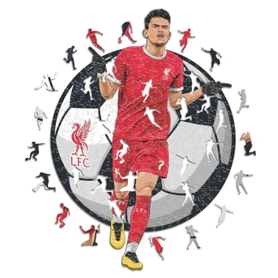 Image of Iconic Puzzles, Luis Diaz, Liverpool, 100% eco sustainable wooden puzzle with official license, size M, 270 pieces, jigsaw for children and adults