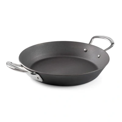 Image of Professional Seasoned Carbon Steel Range Frying Pan, Balti Dish and BBQ Melting Pot, Indestructible Construction for Cooking any Made in England (Frying 6&quot;/16cm) (10&quot; Paella Pan)