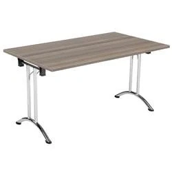 Image of Allegro Folding Table 1400x700 Chrome/Grey Oak top Ref OUFT1470CRGO