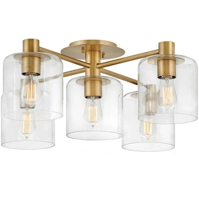 Image of Hinkley Axel Multi Arm Semi Flush Ceiling Lamp Heritage Brass