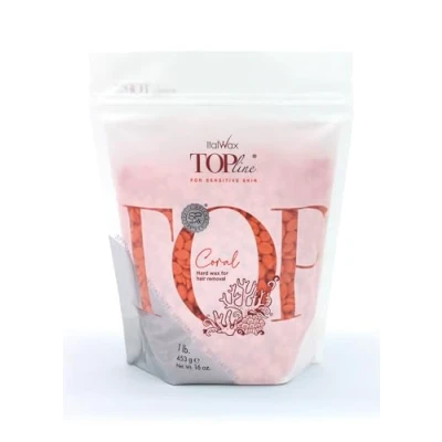 Image of Italwax Top Line Coral Hard Wax Beads 450g (1lb) Strip Free Hair Removal Wax, Unscented, Gentle on Sensitive Skin, Ideal for Bikini &amp; Underarms, Professional Home Use