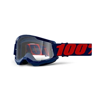 Image of 100 Percent Strata II Clear Goggle Navy/Clear Lens / 100% Eyewear Wear Eye Protection Enduro MTB Mountain Downhill Trail Dirt Jump Cycling Cycle Bike Motocross MX Moto Ski Unisex Adult Sun
