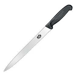 Image of Victorinox Fibrox 25cm Slicing Knife Pointed Tip Serrated Edge (5443325)