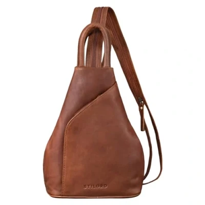 Image of STILORD &#039;Lyanna&#039; Backpack Shoulder Bag Women Leather Vintage Sling Small 2 in 1 Handbag Crossbody Rucksack Genuine Leather, Colour:Mocca Dark Brown