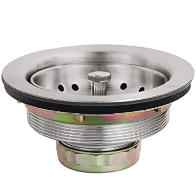 Image of EADOT 3 1/2 Inch Brushed Nickel Kitchen Sink Drain Assembly with Strainer Basket Stopper, Stainless Steel and Strainer,