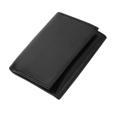 Image of RAS Mens RFID Blocking Compact Genuine Leather Small Trifold Wallet 185 Black