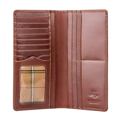 Image of VISCONTI Mens Jacket Coat Veg Tan Leather Wallet for Credit Cards, Notes MZ6