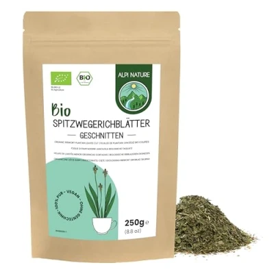 Image of Organic Ribwort Plantain Tea 250g 8.8 oz by Alpi Nature, Leaves Dried, Loose Leaf Tea, Herb for Preparation of and Herbal