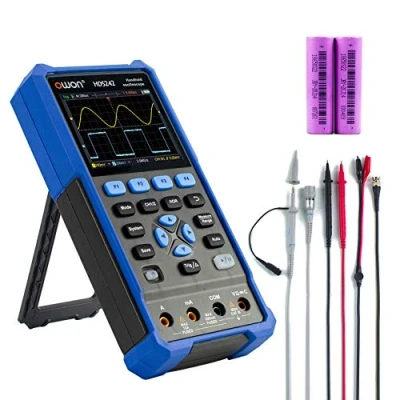 Image of OWON HDS242 handheld oscilloscope, 40MHz bandwidth portable 2 in 1 digital multimeter 20000 counts with channel USB type C and 3.5 inch LCD display(oscilloscope+multimeter)
