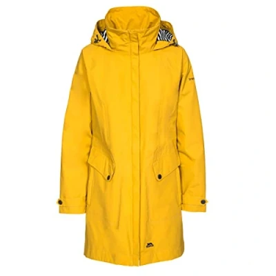 Image of Trespass Rainy Day Waterproof Jacket with Concealed Hood for Women,Yellow (Gold),2X Large